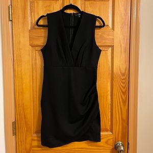 black dress low V neck stretch material